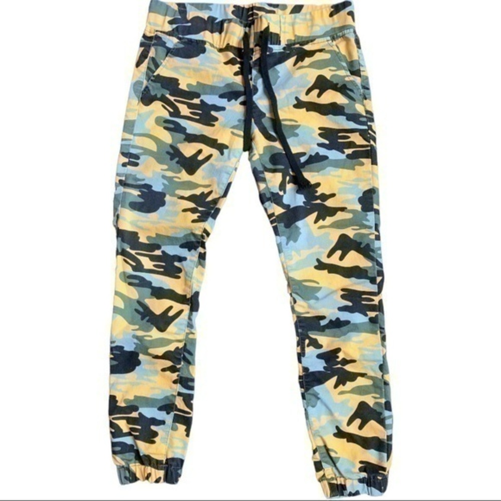 V.I.P. Size 7/8 cargo pants with drawstring, pockets, elastic ankles, camo